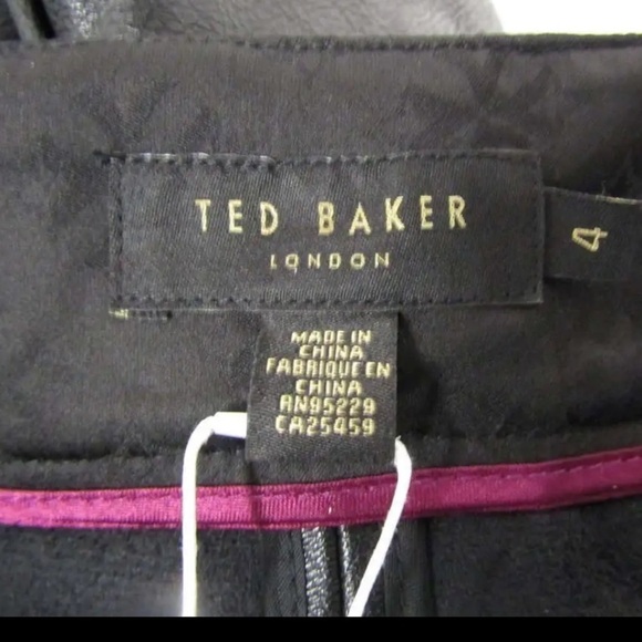 NWT TED BAKER Faydell Faux Leather Belted Trousers Black TB 4/ Large - Picture 13 of 14